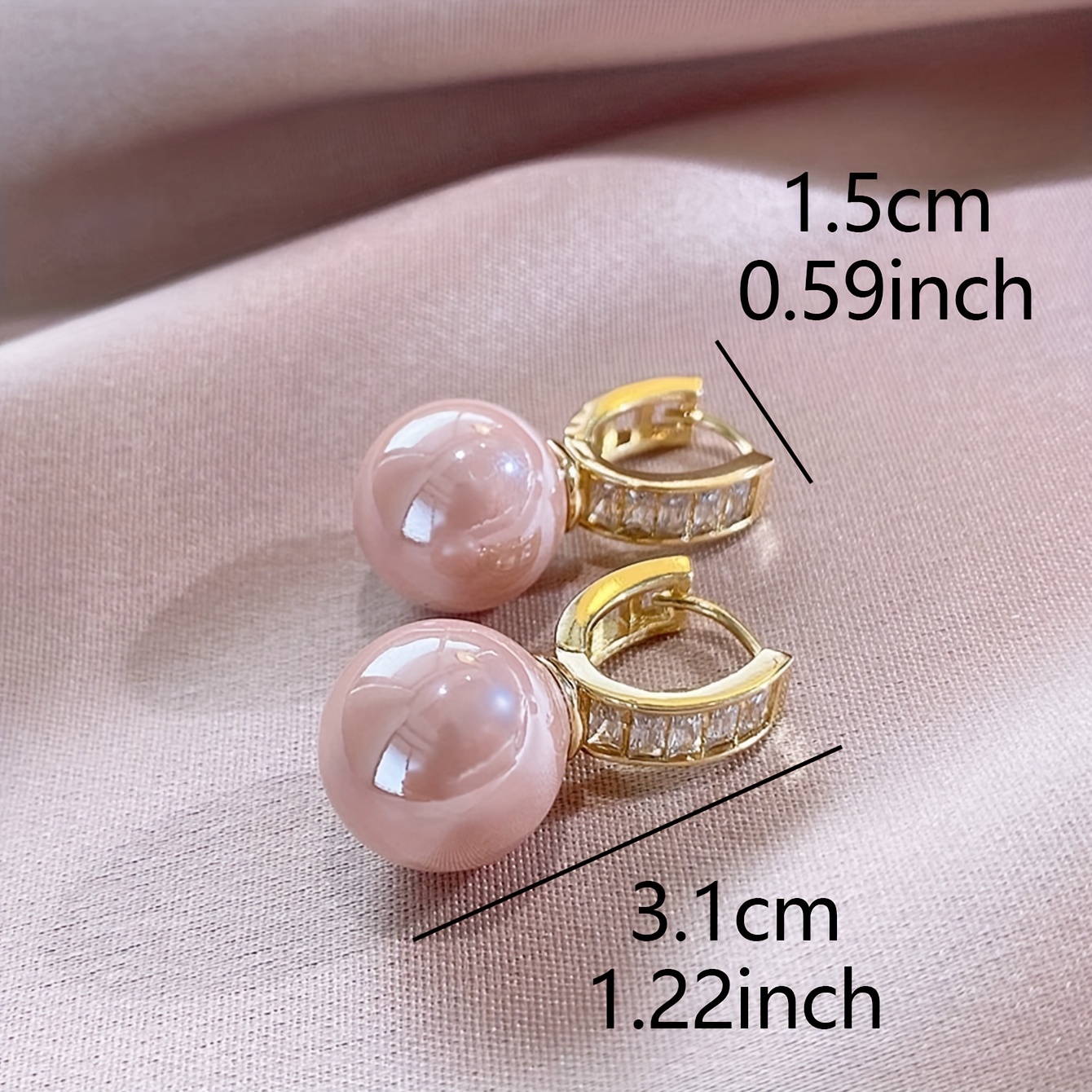 Pink Pearl Hoop Earrings Copper Jewelry for Women